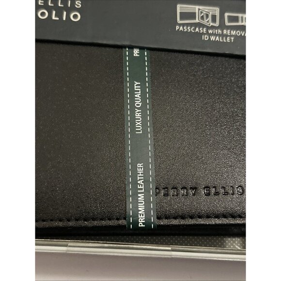 Perry Ellis Black Portfolio PASSCASE REMOVABLE ID Bifold Wallet Premium Leather - Picture 4 of 12